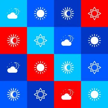 Set Cloud with moon and stars, Sun, Eclipse of the sun and icon. Vector Ilustração Stock