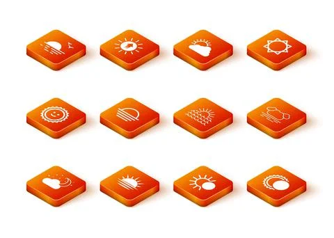 Set Cloud with moon and stars, Sunset, Eclipse of the sun, and icon. Vector Ilustração Stock