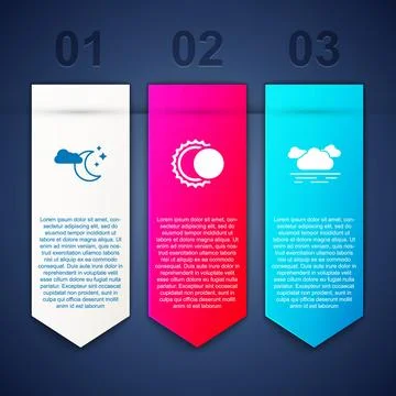 Set Cloud with moon and stars, Eclipse of the sun and . Business infographic  Illustrazione stock