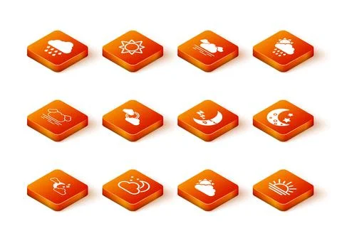 Set Cloud with moon and stars, Sun cloud weather, Moon icon, Sunset and  ic.. Illustrazione stock