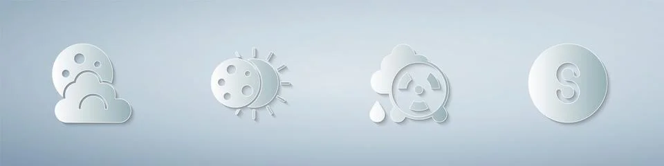Set Cloud with moon, Eclipse of the sun, Acid rain radioactive cloud and Comp イラスト素材