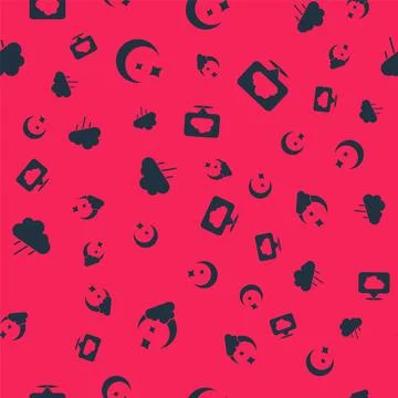 Set Cloud with moon, Moon and stars, rain and Location cloud on seamless pattern 스톡 일러스트