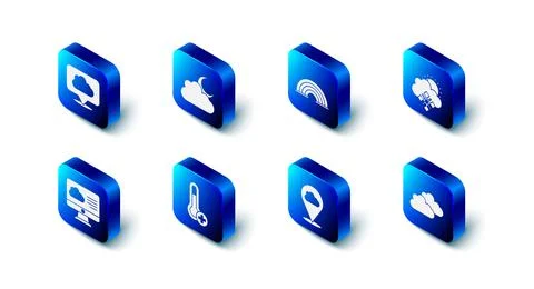 Set Cloud with moon, Rainbow, snow and sun, Location cloud, Meteorology Illustrazione stock