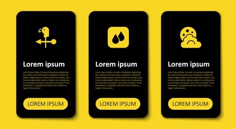 Set Cloud with moon, Water drop and Rooster weather vane. Business infographic Stock Illustration