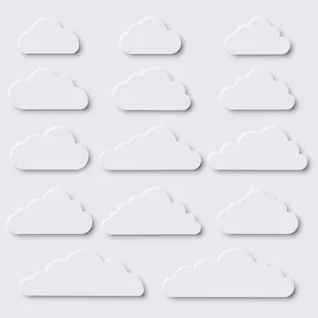 Set of cloud. Neumorphic UI Design Elements. Vector illustration. イラスト素材