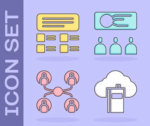 Set Cloud or online library, Online quiz, test, survey, Online class and イラスト素材
