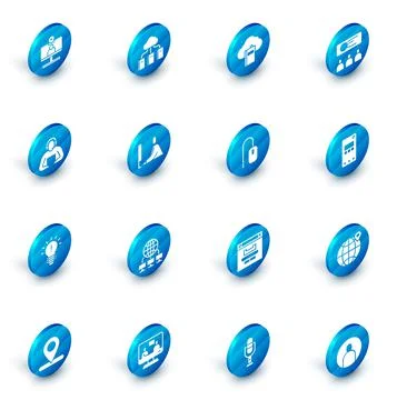 Set Cloud or online library, Training, presentation, Student, Light bulb with Stock Illustration