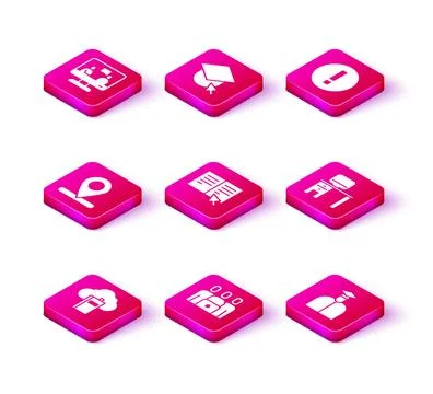 Set Cloud or online library, Online class, Location, book, Student, Computer Stock Illustration