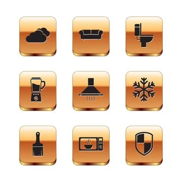Set Cloud, Paint brush, Microwave oven, Kitchen extractor fan, Blender and Stock Illustration