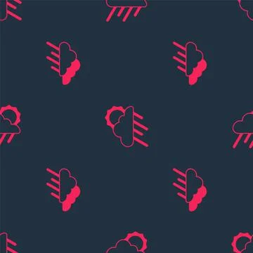 Set Cloud with rain and and sun on seamless pattern. Vector Stockillustratie
