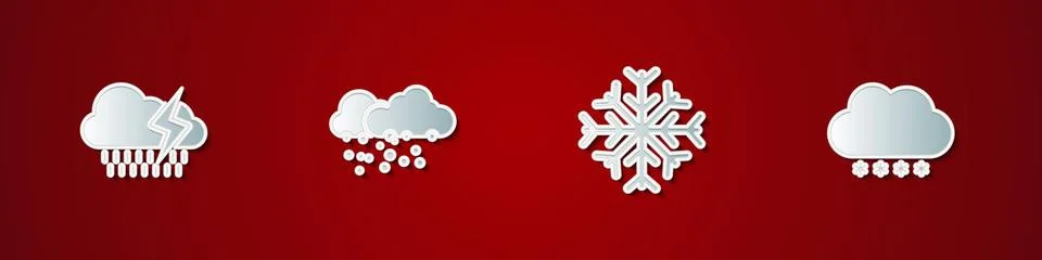 Set Cloud with rain and lightning, snow, Snowflake and icon. Vector Stock Illustration