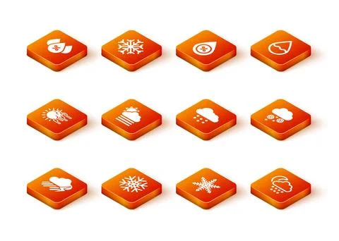 Set Cloud with rain and lightning, Snowflake, Fog sun, cloud,  and snow ico.. Stock-Illustration