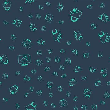 Set Cloud with rain and moon, snow sun, Location cloud and on seamless pattern イラスト素材