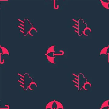 Set Cloud with rain and moon and Umbrella on seamless pattern. Vector イラスト素材
