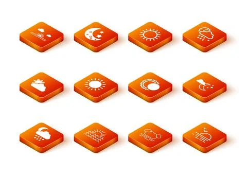 Set Cloud with rain and moon, Sunset, cloud weather, Eclipse of sun, and stars 스톡 일러스트