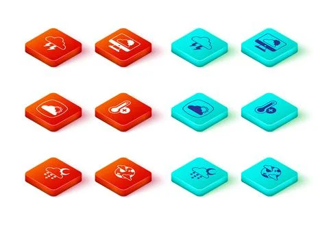 Set Cloud with rain and moon Earth planet clouds Weather forecast Meteorology Ilustração Stock