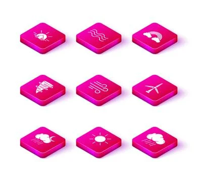 Set Cloud with rain and moon, Sun, Tornado, Wind, turbine, Rainbow clouds a.. Ilustração Stock