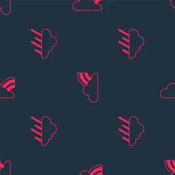 Set Cloud with rain and Rainbow clouds on seamless pattern. Vector Stock Illustration