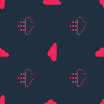 Set Cloud with rain and on seamless pattern. Vector Stock Illustration