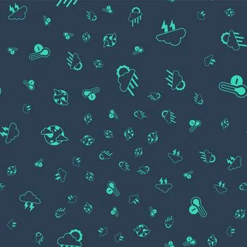 Set Cloud with rain and sun, Storm, Earth planet clouds and Meteorology Ilustração Stock