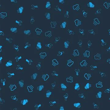 Set Cloud with rain and sun, , moon stars and on seamless pattern. Vector 스톡 일러스트