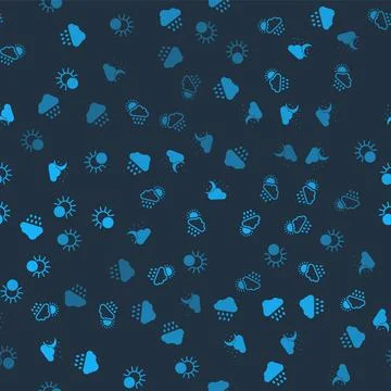 Set Cloud with rain, and sun, moon stars and Eclipse of the on seamless pattern イラスト素材