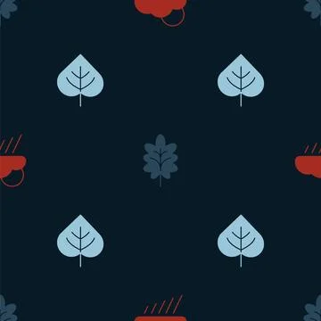 Set Cloud with rain and sun, Leaf and on seamless pattern. Vector 스톡 일러스트