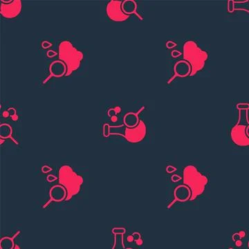 Set Cloud with rain and Test tube on seamless pattern. Vector イラスト素材