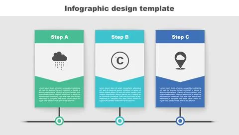 Set Cloud with rain, Celsius and Location cloud. Business infographic template イラスト素材