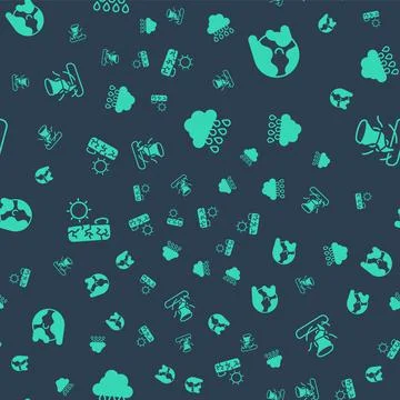 Set Cloud with rain, Global warming, Drought and Tornado on seamless pattern Stock Illustration