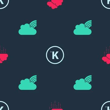 Set Cloud with rain, Kelvin and Rainbow clouds on seamless pattern. Vector Stock Illustration