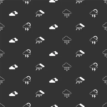 Set Cloud with rain, Storm, Sun and cloud weather and on seamless pattern 스톡 일러스트