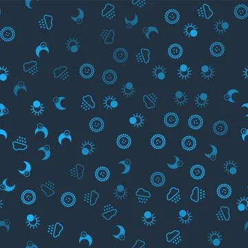 Set Cloud with rain, Sun, Eclipse of the sun and Sleeping moon on seamless 스톡 일러스트