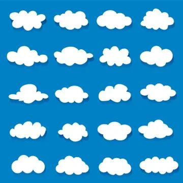 Set of Cloud Shape element icon and symbol Vector Stock Illustration