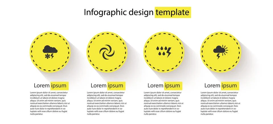 Set Cloud with snow and lightning, Tornado, Storm and . Business infographic Stock Illustration