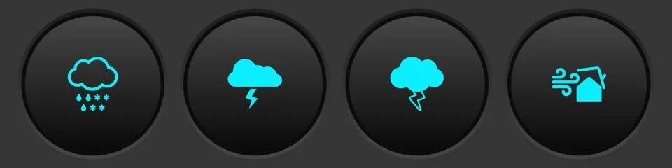 Set Cloud with snow and rain, Storm, and Tornado swirl icon. Vector Illustrazione stock