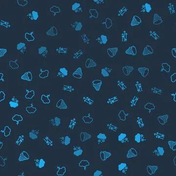 Set Cloud with snow and rain, Wind, Tornado and Storm on seamless pattern. Ve Stockillustratie