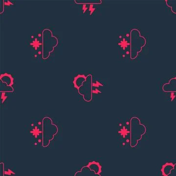 Set Cloud with snow and Storm on seamless pattern. Vector Stock Illustration