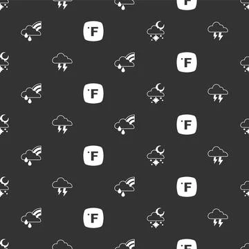 Set Cloud with snow and sun, Storm, Rainbow cloud rain and Fahrenheit on 스톡 일러스트