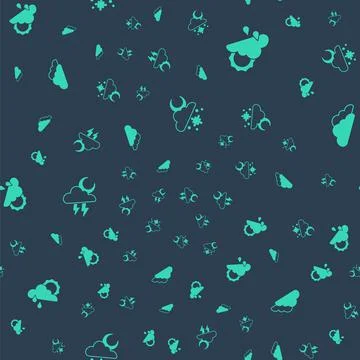 Set Cloud with snow and sun, rain, Storm and on seamless pattern. Vector Illustrazione stock