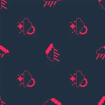 Set Cloud with snow and sun and rain on seamless pattern. Vector 스톡 일러스트