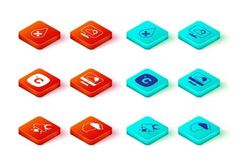 Set Cloud with snow and sun, Man having headache, Celsius, Weather forecast Illustrazione stock