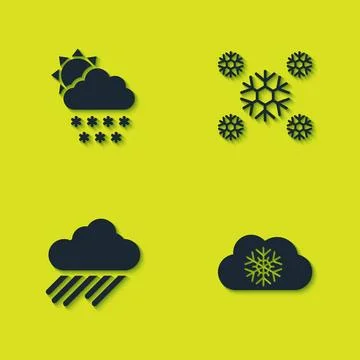 Set Cloud with snow and sun, , rain and Snow icon. Vector イラスト素材