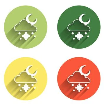 Set Cloud with snow and sun icon isolated with long shadow background. Clou.. Stock Illustration