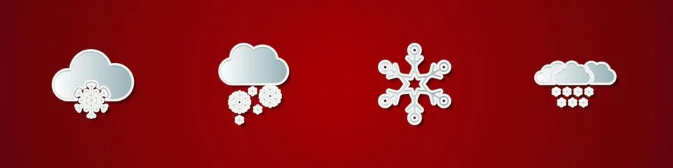 Set Cloud with snow, , Snowflake and  icon. Vector Stock Illustration