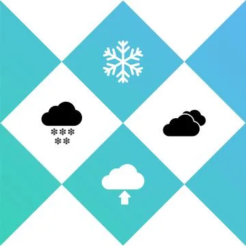 Set Cloud with snow, upload, Snowflake and icon. Vector Stock Illustration