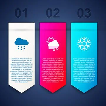 Set Cloud with snow, Windy weather and Snowflake. Business infographic templa Stock Illustration