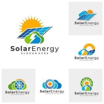 Set of Cloud Solar logo vector template, Creative Solar panel energy logo des Illustrazione stock