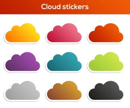 Set of cloud stickers Stock Illustration