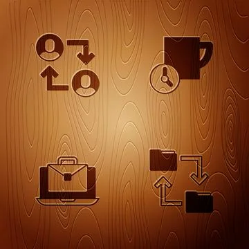 Set Cloud storage document folder, Project team base, Online working and Time イラスト素材